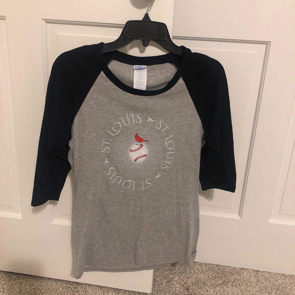 Port and Company Grey & Black Raglan St. Louis Baseball Tee Size S